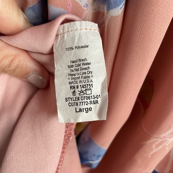 Peach Love Pink Floral Cold Shoulder Ruffle Sleeve Maxi Dress ST - Picture 8 of 8